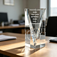 Trophée Stéthoscope Carré Personnalisé en Cristal Gravé au Laser Neelpure 152788 avec Motif Personnalisé – Récompense Médicale