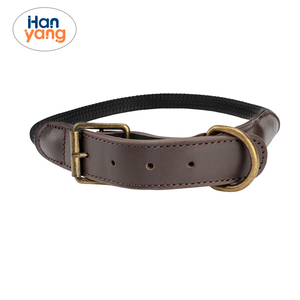 HanYang OEM Custom Durable Pets Country <strong>Dog</strong> Rope <strong>Collar</strong> Braided Cotton and <strong>Rolled</strong> <strong>Leather</strong> <strong>Dog</strong> <strong>Collar</strong> for Medium <strong>Dogs</strong> - Product Image 4