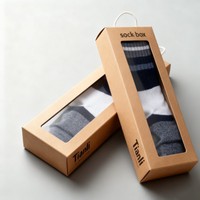 Boîte à chaussettes avec fenêtre, impression numérique, personnalisable, pliable, boîte biodégradable pour chaussettes, sous-vêtements, accessoires