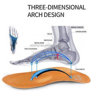 Semelles orthopédiques en cuir véritable respirantes pour absorption des chocs au <span class=keywords><strong>talon</strong></span>, soutien de la voûte plantaire et facilitation de la circulation plantaire, idéales pour les pieds plats - Product Image 2