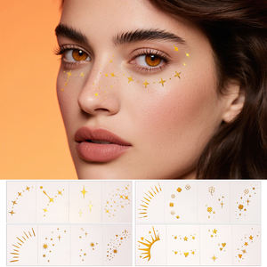 Tatouages temporaires étanches OEM ODM pour filles, tatouages visage scintillants pour femmes, taches dorées métalliques brillantes pour femmes - Product Image 3