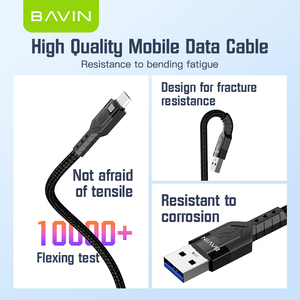 Bavin CB262 Câble de Données <span class=keywords><strong>USB</strong></span> 18 W Tressé en Nylon à Charge Rapide <span class=keywords><strong>Micro</strong></span> Type-C pour Téléphones Android - Product Image 4