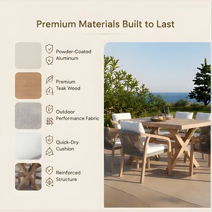 Hotel <strong>Outdoor</strong> Standard Patio Rope Weaving Teak <strong>Wood</strong> Garden <strong>Table</strong> <strong>Outdoor</strong> Furniture Dining <strong>Table</strong> and Chair Set - Product Image 3