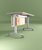 Table de formation modulaire moderne à plateau rabattable sur mesure avec roulettes verrouillables, idéale pour les réunions au bureau et à l'école