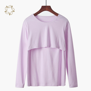 Maglietta organica per l'allattamento al seno alla canapa maglietta a manica corta per l'allattamento camicia per l'alimentazione di abbigliamento <span class=keywords><strong>premaman</strong></span> per l'allattamento <span class=keywords><strong>camicie</strong></span> per la mamma - Product Image 2