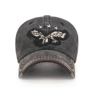 Washed Denim <b>Baseball</b> <b>Cap</b> With 3D Eagle Embroidery Curved Brim Unisex Sunscreen Breathable Hat For Outdoor Activities - Product Image 2