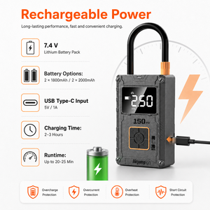 Cordless Tire Inflator 150 PSI Portable Air Compressor with Digital Pressure Gauge LED SOS Power Bank for <b>Car</b> Motorcycle Bicycle - Product Image 6