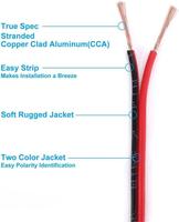 Kabel Ekstensi Lampu LED Strip Berinsulasi PVC Merah Hitam 12/2 14/2 16/2 18/2 Gauge 12V/24V DC