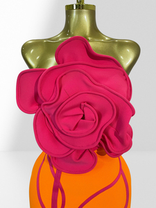 <span class=keywords><strong>Robe</strong></span> de soirée élégante de haute qualité, rose bonbon, avec des détails floraux 3D, <span class=keywords><strong>robe</strong></span> <span class=keywords><strong>longue</strong></span> sans bretelles orange - Product Image 5