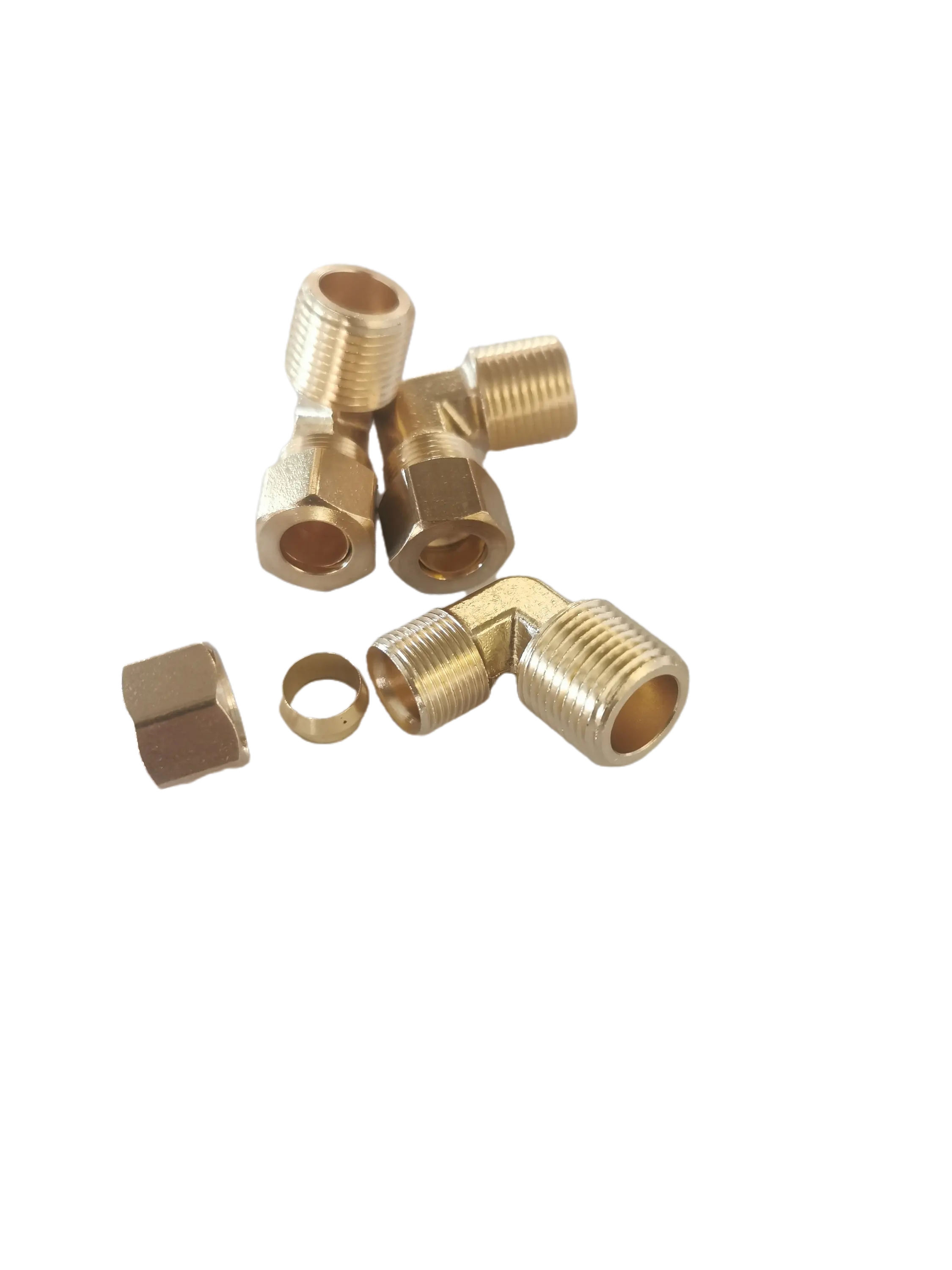 Brass Ferrule Compression Pipe Fittings Brass Male Connector Elbow Brass Fitting3/8" x 3/8"