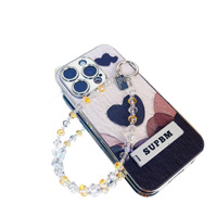 Porte-clés, breloque de téléphone, pendentif de sac, chaîne de voiture, accessoire pour étui d'écouteurs en perles de verre cristal multicolores facettées, frais et éclatant