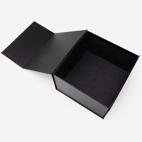 Caja Magnética Rectangular Larga Personalizada, Caja de Regalo Plegable Negra con Cierre Magnético
