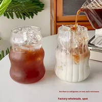 Tasse en verre en forme de nuage, tasse à thé au lait, style Ins, verre borosilicate de haute qualité avec couvercle, tasse à café domestique avec paille, ensemble de tasses en verre