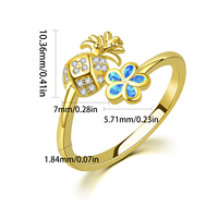 Cincin Desain Bohemian Modern dari Kuningan dengan Opal Bunga Nanas Hawaii