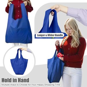 2025 ensemble de 6 sacs d'épicerie pliables réutilisables personnalisés espaces spacieux en polyester pour les achats de cadeaux alimentaires et les occasions de voyage quotidiennes - Product Image 5