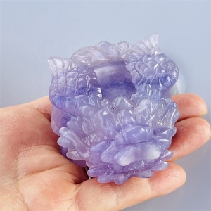 Hot Bán Tinh Thể Tự Nhiên Động Vật Chữa Bệnh Tím fluorite Pha Lê Khắc Rồng Rùa Cho Món Quà Trang Trí - Product Image 5