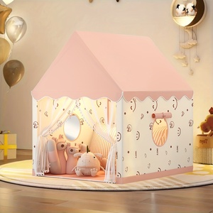 Casa de juegos de cara alegre rosa para niños, exquisita tienda de Castillo de cuento de hadas de princesa, casa de juegos para niños para interiores y exteriores - Product Image 3