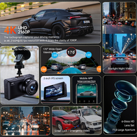 Kamera Dasbor 4K Dual Kamera WiFi G-Sensor HD Night Vision WiFi Layar IPS 3-inci Perekaman Loop Mode Parkir Kamera Dasbor 4K+1K