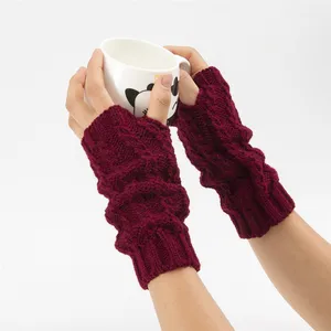 Made in China Women's Cable Knit Acrylic Arm Warmers Fingerless Thumb Hole Gloves Mittens