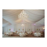 Voilages de plafond blancs infroissables pour tentes de réception extérieures, en tissu soie glacée, pour mariages et fêtes