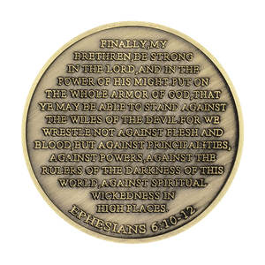 Gods harnas Hoog reliëfpatroon Efeziërs gebed 40mm Letterpress gedrukt bronskleurig herdenkingsmunt - Product Image 4