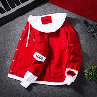 Veste en jean réversible à capuche pour homme, style Y2K, streetwear, coupe trucker, 100% coton, grunge, logo personnalisé, OEM