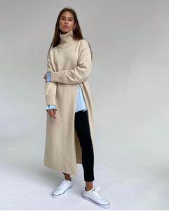 VSCOO Casual Loose Oversize Turtleneck <strong>Side</strong> Split <strong>Knitted</strong> Sweater Dress Long Pullover Sweater Women - Product Image 1