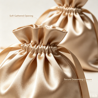 Pochette en satin de luxe avec cordon de serrage, logo personnalisé, sac cadeau soyeux de qualité supérieure, emballage pour bijoux, cosmétiques, boutique, mariage, cadeaux en vrac