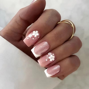 <span class=keywords><strong>Uñas</strong></span> postizas minimalistas de diamante pequeño con patrón de hueso europeo, blancas y <span class=keywords><strong>sencillas</strong></span>, semimanufacturadas, aptas para máquina, venta al por mayor a bajo precio. - Product Image 5