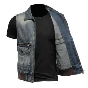 Chaleco Vaquero Retro Transpirable con Cremallera para Hombre, Estilo Europeo Americano, Motociclista, Vaquero, Casual, Tallas Grandes, Lavado, Primavera Otoño - Product Image 2