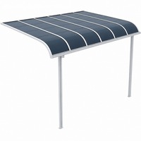 Toldo Manual de Aluminio para Jardín o Patio, Diseño Cantilever sin Postes en el Suelo, Techo Arqueado, Estilo Moderno, PVC para la Entrada Principal