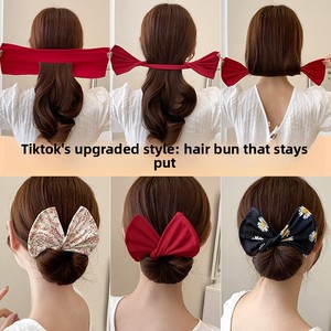 <span class=keywords><strong>Accessoire</strong></span> pour cheveux DIY pour femmes : Outil de coiffure fait main Magic Twist en tissu, antidérapant, avec motif floral et nœud imprimé coloré, pour <span class=keywords><strong>chignon</strong></span> et coiffures de fête - Product Image 3