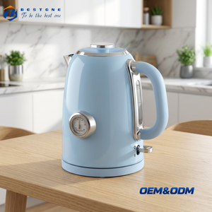 Light Blue Retro Electric <b>Kettle</b> 1.7L Stainless Steel Water <b>Kettle</b> <b>Temperature</b> Gauge Cord Storage Home Use - Product Image 1