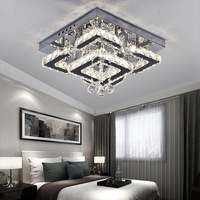 Plafonnier moderne en cristal en acier inoxydable avec LED intégrée en forme de fleur, éclairage créatif et confortable pour chambre à coucher, bureau, maison