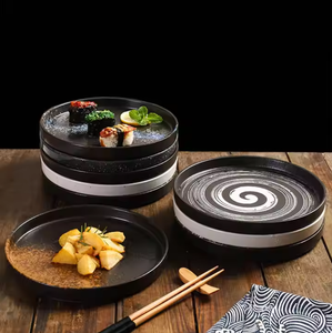 Juego de platos de cena de gres mate plano respetuoso con el medio ambiente de lujo con cargador de borde dorado para hotel y restaurante Pedido mínimo 20 piezas - Product Image 6