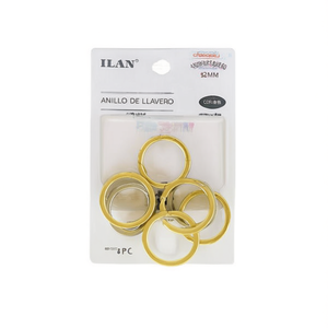 Ilan <b>Keyring</b> <b>Ring</b> 32Mm Gold Color 8Pc - Product Image 1