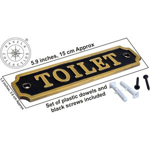 ป้ายห้องน้ำ ALFA NAUTICAL AL109 สีทองเหลืองโบราณ ขนาด 6 นิ้ว รูปทรงสี่เหลี่ยมผืนผ้า ของตกแต่งบ้าน ป้ายติดผนังทำมือแบบดั้งเดิม ผลิตในประเทศไทย - Product Image 3