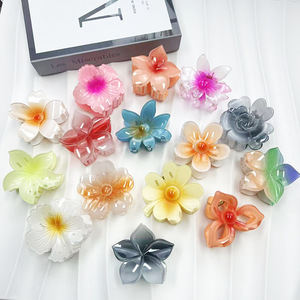 Pinzas de Pelo de Plástico Acrílico con Diseño de Flor y Tiburón, Color Caramelo, para Mujer y Niña, Venta al por Mayor, Ideal para Vacaciones y Turismo - Product Image 1