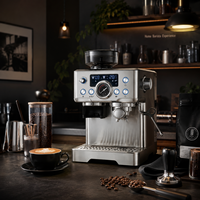 Máquina de Café Espresso Todo en Uno con Molinillo Integrado, Manómetro y Pantalla Digital, Personalización OEM/ODM, Suministro de Fábrica