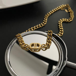 مجوهرات مصممة من ماركة شهيرة، سلسلة كوبية من الفولاذ المقاوم للصدأ مطلية بالذهب عيار 18 قيراط بتقنية PVD، مقاومة للماء وغير قابلة للصدأ، قلادات للنساء - Product Image 6