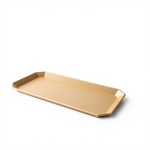 Food <b>Serving</b> Luxury <b>Tray</b> Wedding Decor Table Display Metal <b>Trays</b> <b>Gold</b> Color Food Grade Hotel Restaurant Supplies Custom <b>Trays</b> - Product Image 1