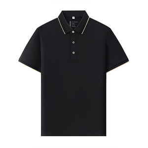Polo homme à manches courtes noir uni en polyester, vêtements de travail, usage quotidien, uniforme, impression de logo personnalisable - Product Image 1