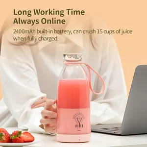Blender buah 6 pisau 500ml, Blender Juicer USB dapat diisi ulang perjalanan portabel pembuat jus segar - Product Image 4