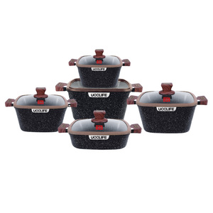 UCC LIFE <b>Square</b> Soup <b>Pot</b> Set Non-Stick Cookware With Lids For Kitchen Use - Product Image 2