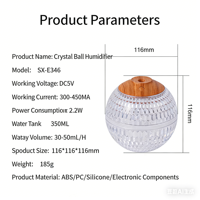 Diffuseur d'arômes portable USB 300 ml avec lumière LED nocturne ultrasonique, boule de cristal, diffuseur électrique de parfum pour voiture, humidificateur d'aromathérapie