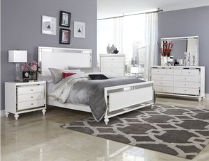 Collection de meubles de chambre à coucher de haute qualité avec commode noire + table de chevet + commode à 4 tiroirs + <span class=keywords><strong>lit</strong></span> de rangement à LED + miroir - Product Image 6