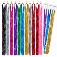 Extensions de cheveux scintillantes colorées de 47 pouces pour femmes, enfants, filles – Accessoires de coiffure tendance pour tresses de festival et de fête, DIY