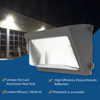 Lámpara de Pared Industrial LED con Lente de Vidrio Atenuable de 0-10 V, Sin Amarilleo, 40 W, con Fotocélula, Resistente al Agua IP65, Montaje en Pared