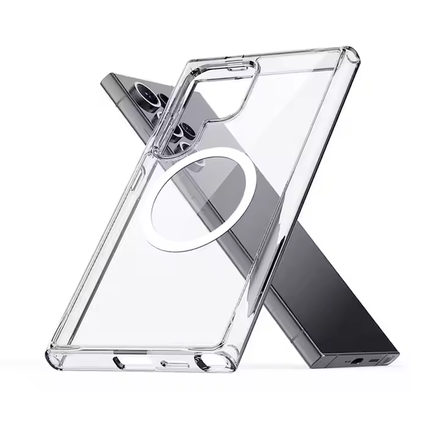 High Quality TPU PC Case for Samsung Galaxy S25 Ultra Transparent Magnetic Wireless Charging Shockproof Cover for Iphone16promax