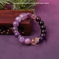 Bracelet en perles de cristal naturel Super Sept (SUJI) violet, motif Zodiaque Feu Violet, Cadeau d'affaires, Multi-trésors, Unisexe, Année du Zodiaque